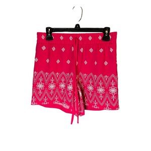 NYCC New York Clothing Co. Pink White Boho Paisley Print Drawstring Shorts S